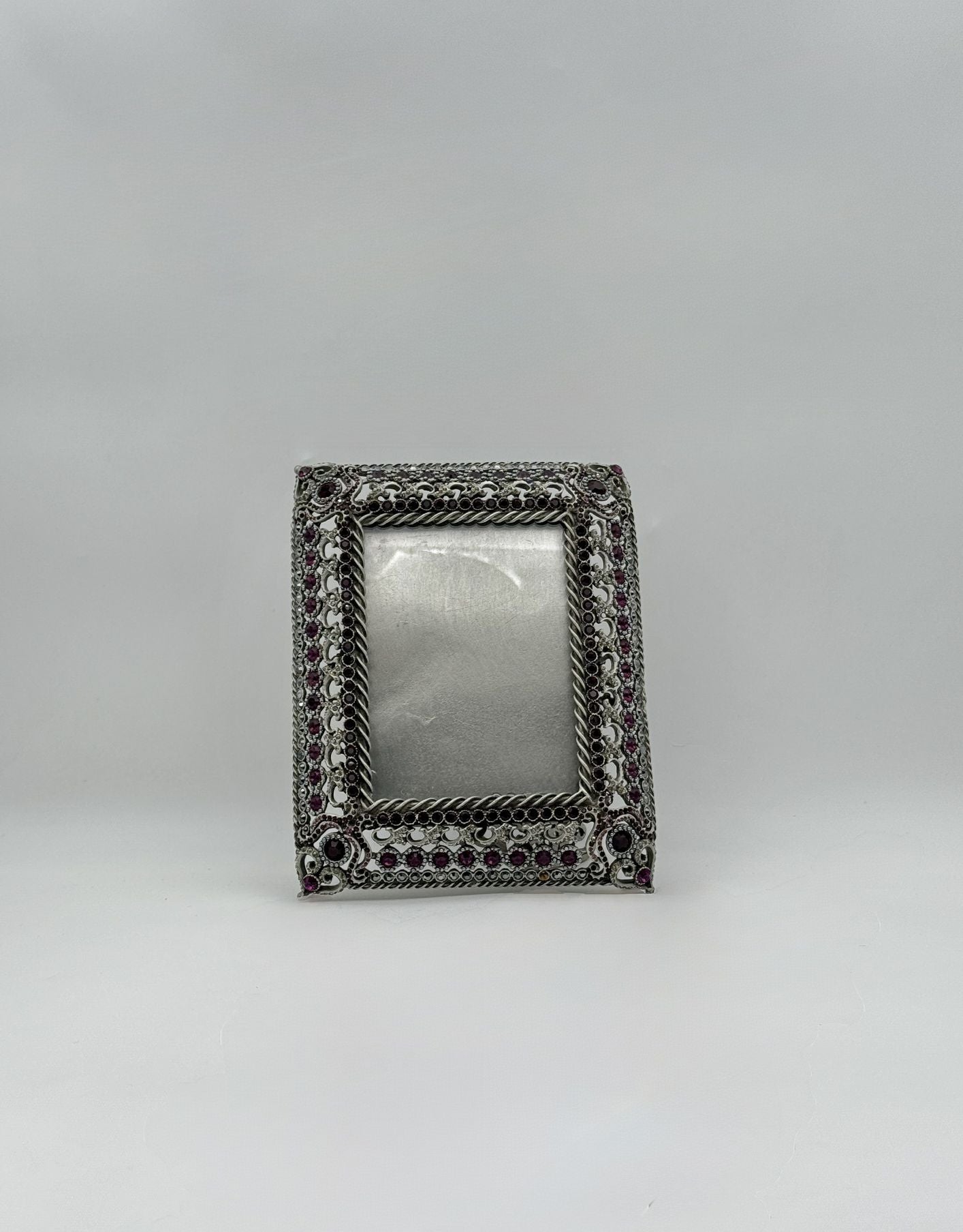 Jay Strongwater Rectangular Frame, Silver w/ Garnet Swarovski Crystals