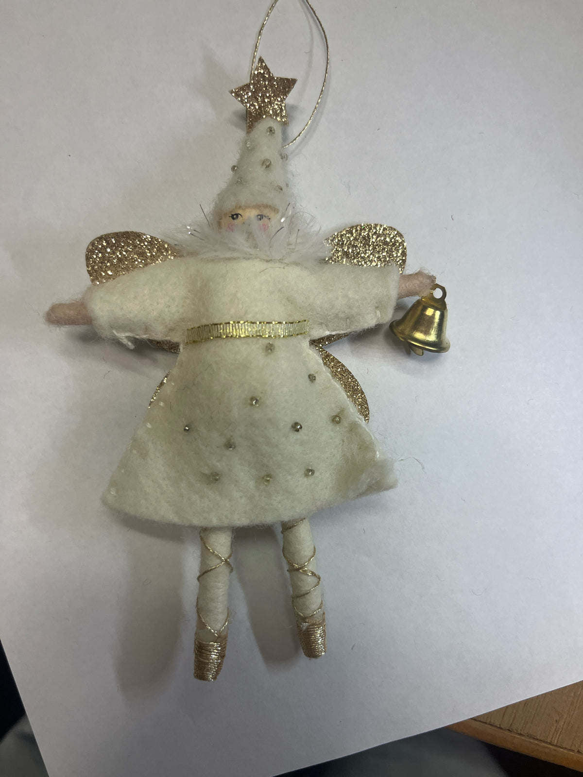Pixie Ornament Dressed As Angel With Bill