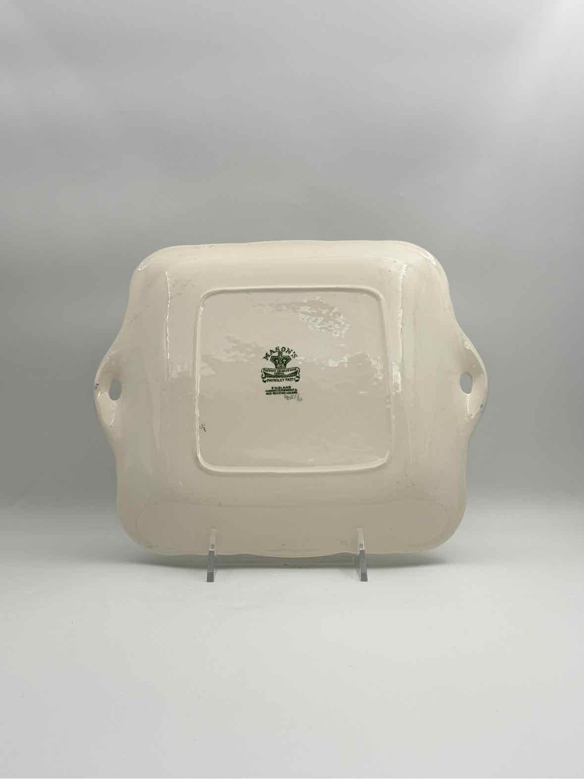 Mason’s Ironstone Square Cake Plate with Handles, "Paynsley" Pattern