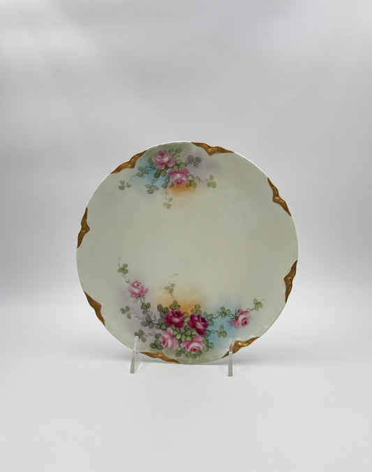 Haviland France Hand-Painted Plate – Roses & Gilded Corners
