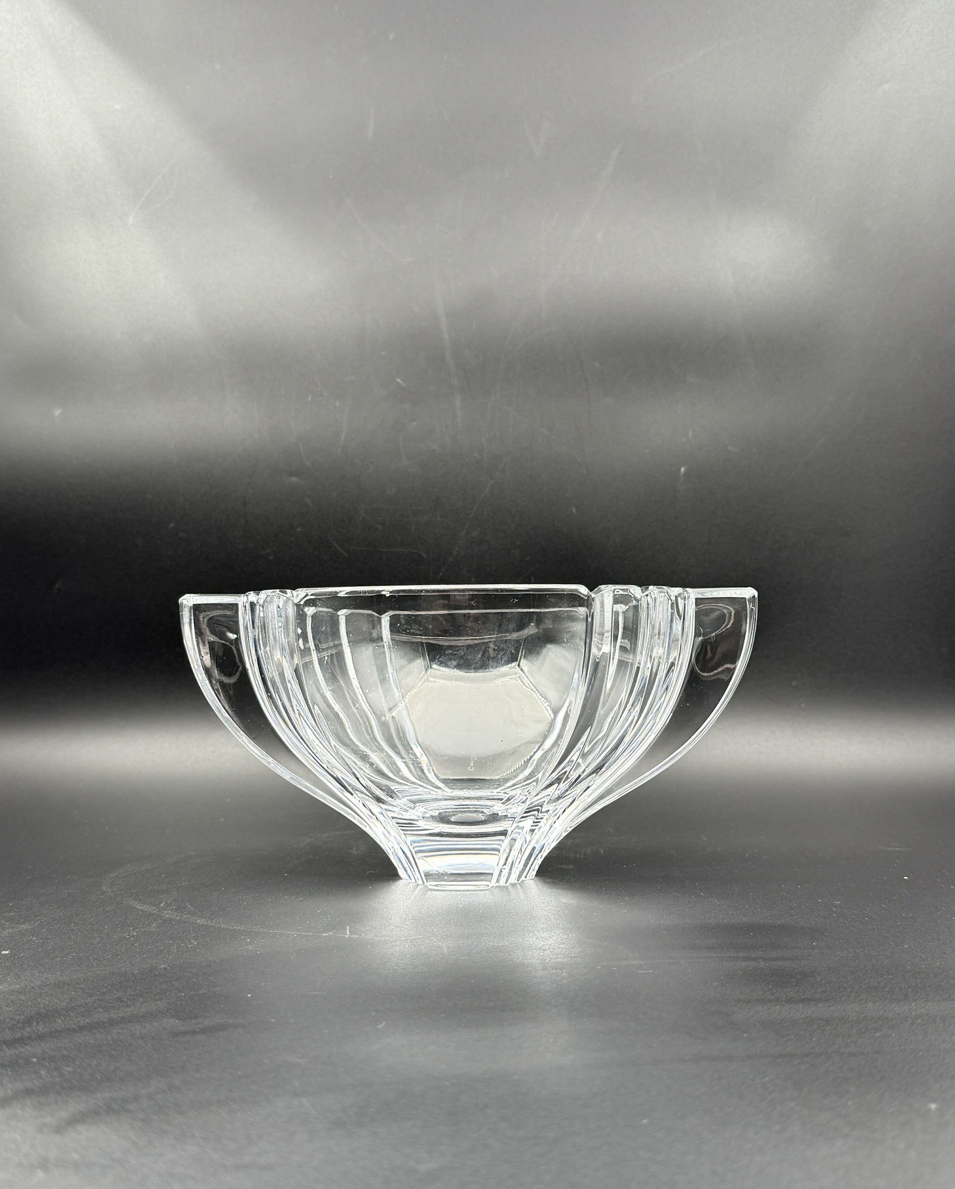 Crystal Bowl with Handles Scandinavian Style Possibly Orrefors