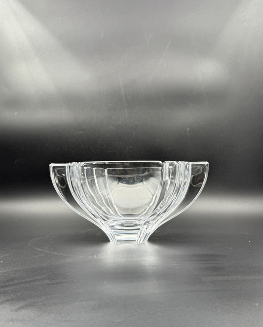 Crystal Bowl with Handles Scandinavian Style Possibly Orrefors