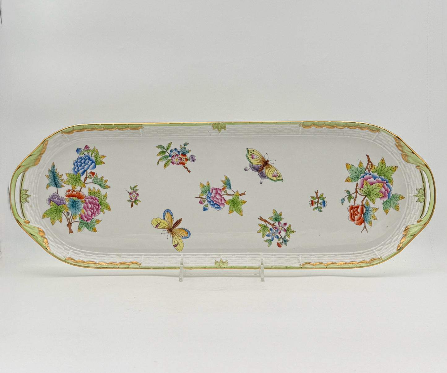 Herend Queen Victoria Green Porcelain Sandwich Tray