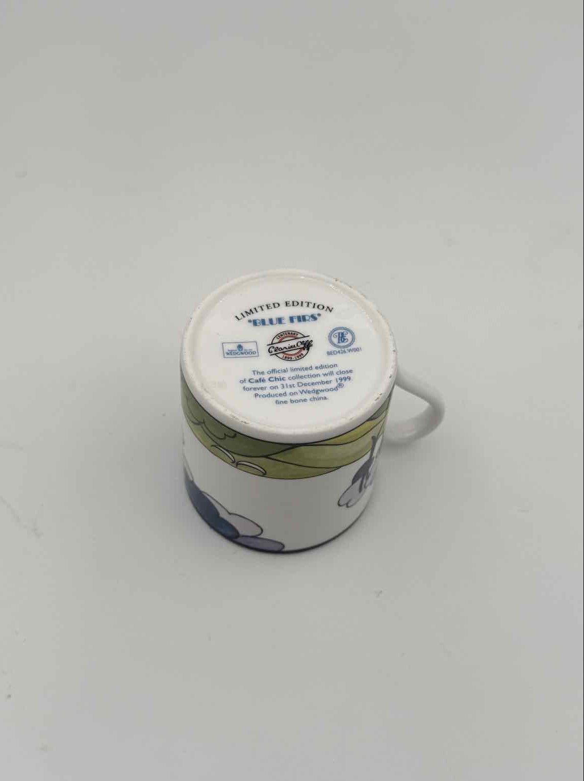 Wedgwood Blue Firs Teacup Saucer Cafe Chic England Porcelain Set 