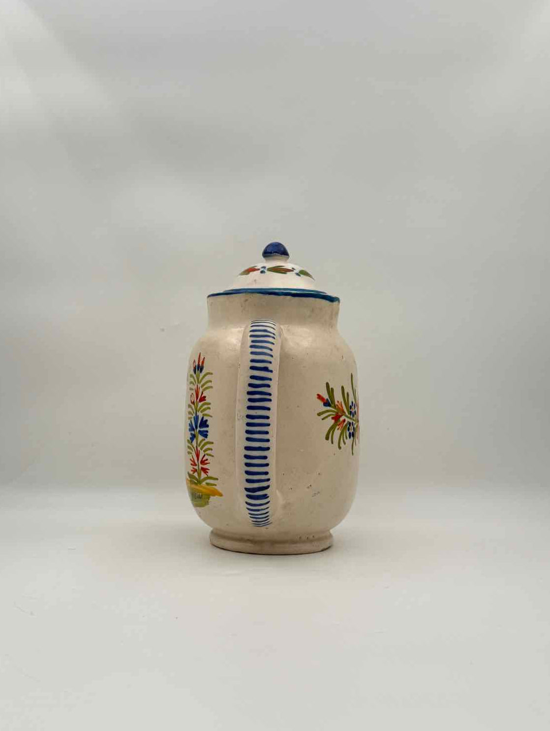 Vintage French Faience Coffee Pot Paimpolaise c 1955 Decor Art Ceramic