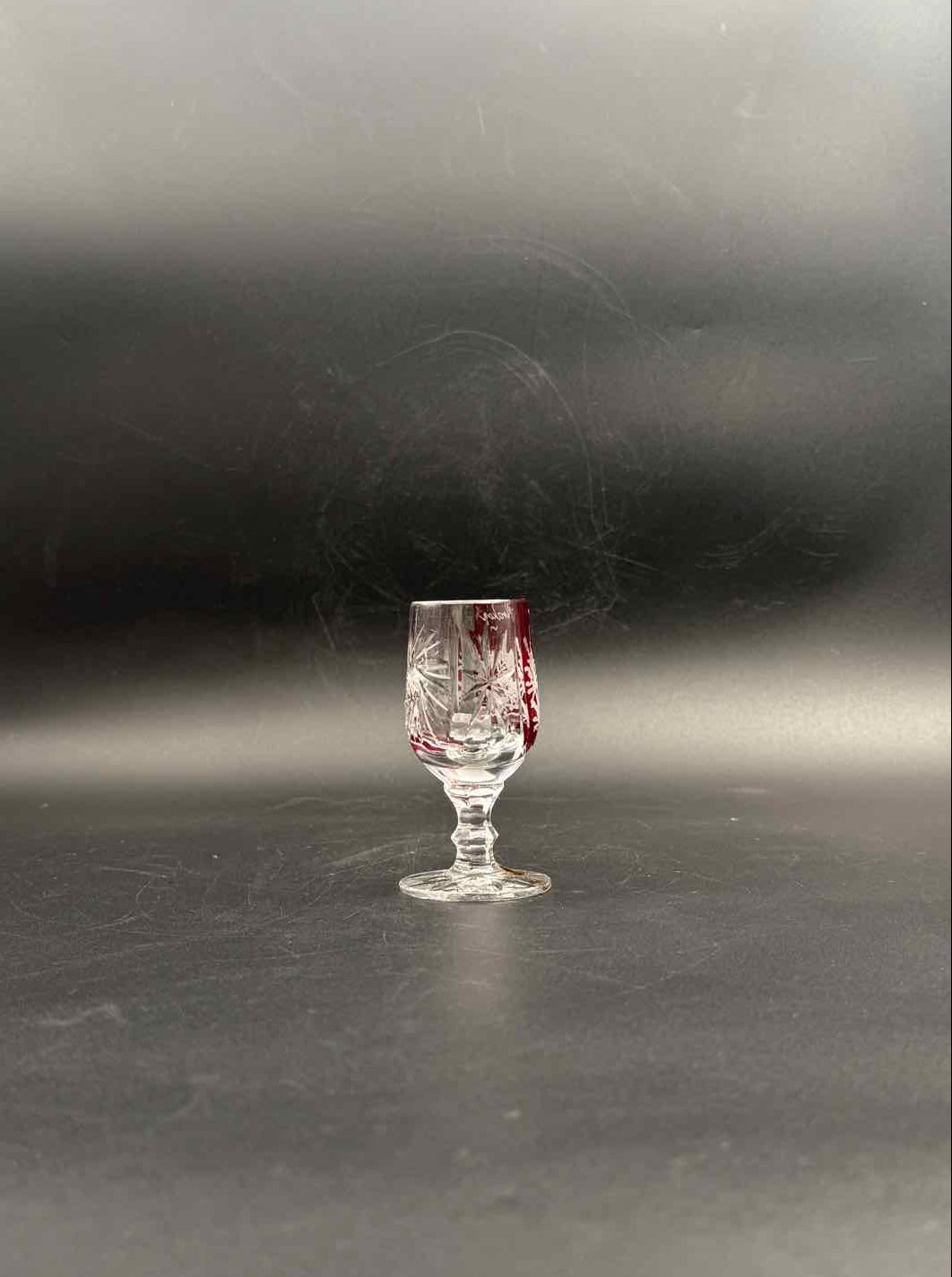 Vintage Handcut Krakow Poland Red Sherry Glasses Set of 6