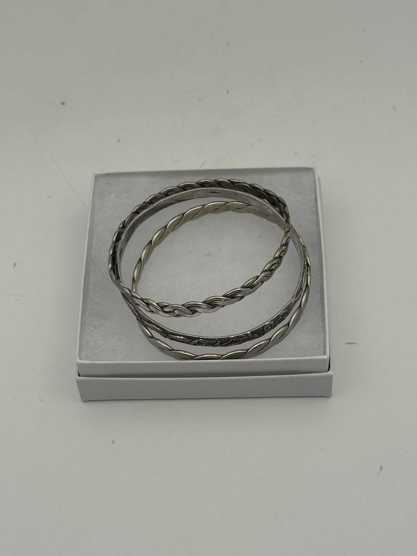Mexican Sterling Silver Bangle Bracelets- Set Of 3