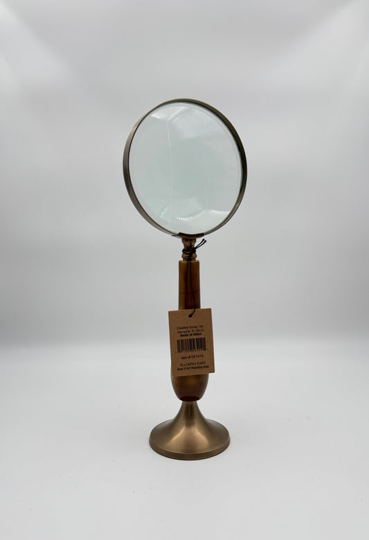Creative Co-Op Brass & Bone Magnifying Glass with Stand