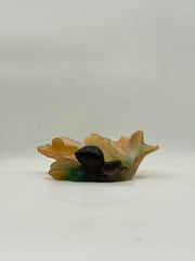 Daum France Pate de Verre Art Glass Maple Leaf And Snail Dish