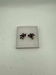 Vintage Purple Stone Rhinestone Clip On Earrings