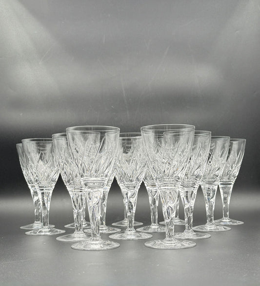 Set of 14 Stuart Crystal Wine Glasses “Honeysuckle” – England