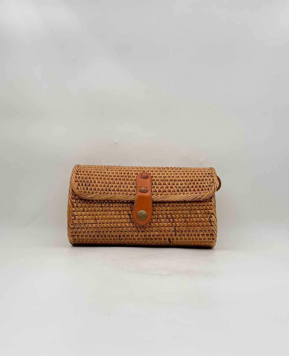 Ata Rattan Convertible Clutch Crossbody Natural Brown Woven Purse Bag