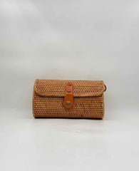 Ata Rattan Convertible Clutch Crossbody Handbag Purse – Natural Brown Woven