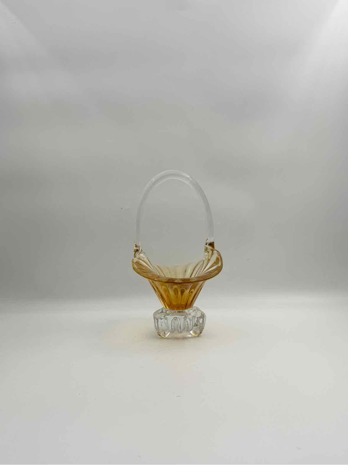 Vintage Yellow Glass Basket