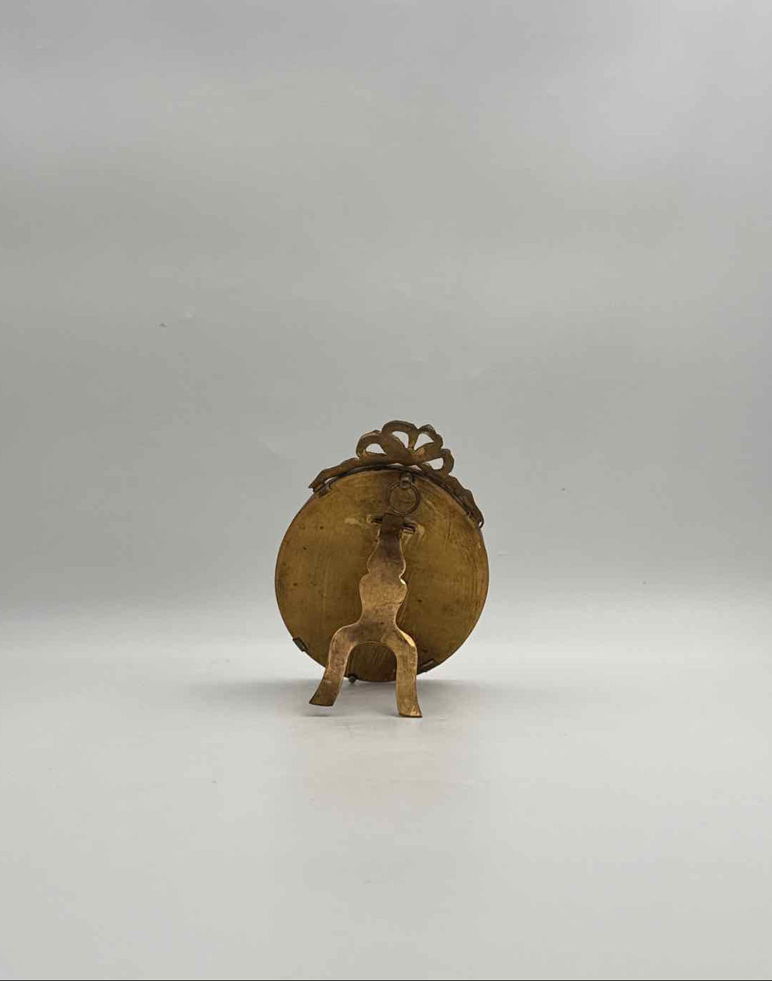 Antique Cupid Portrait Gilt Bronze Standing Frame c 1890 Decor Art