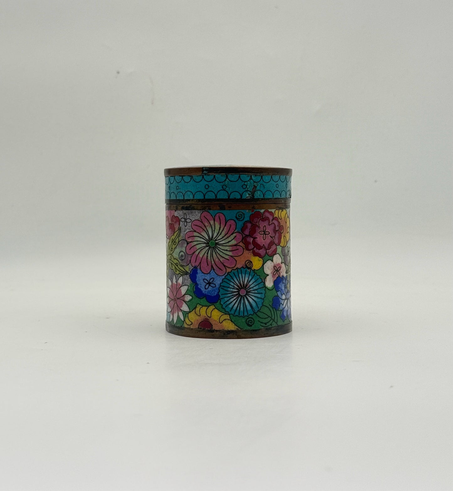 Vintage Cloisonne Cylindrical Box