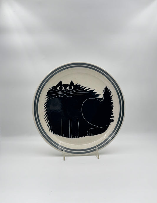 Karen Donleavy “Sitting Black Cat” Hand-Painted Ceramic Plate