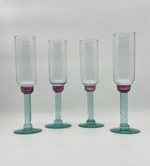 Pfaltzgraff Juniper Green And Purple Champagne Flutes- Set Of Four