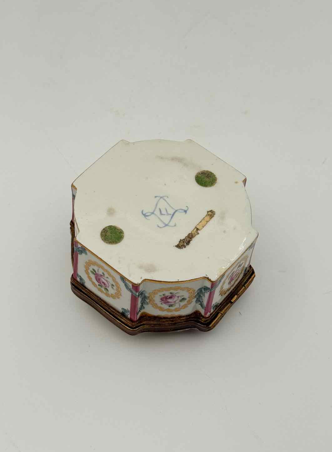 Vintage Samson Porcelain Trinket Box Pink Roses Garland France Art