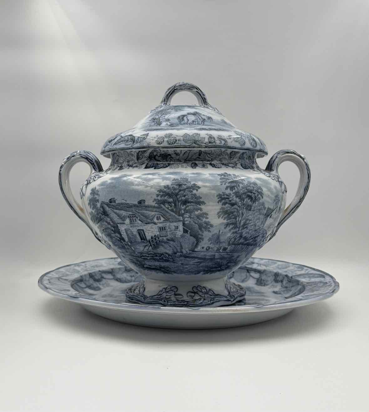 1860 Copeland Hops Soup Tureen And Underplate Set