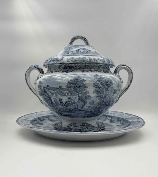 1860 Copeland Hops Soup Tureen And Underplate Set