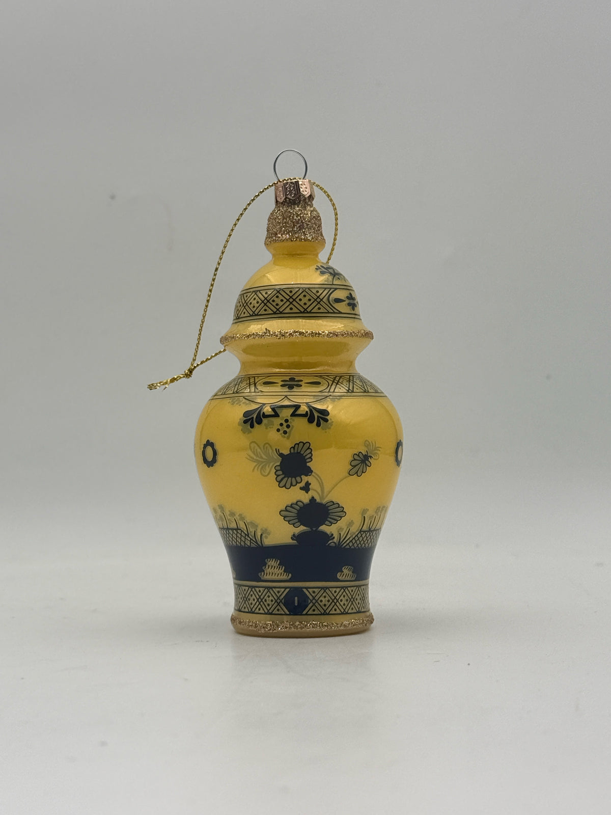 Yellow Glitter Urn Ornament
