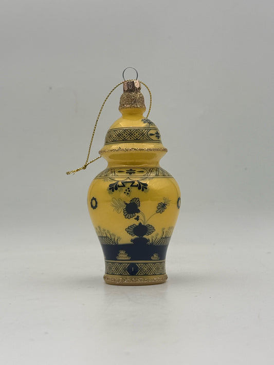 Yellow Glitter Urn Ornament