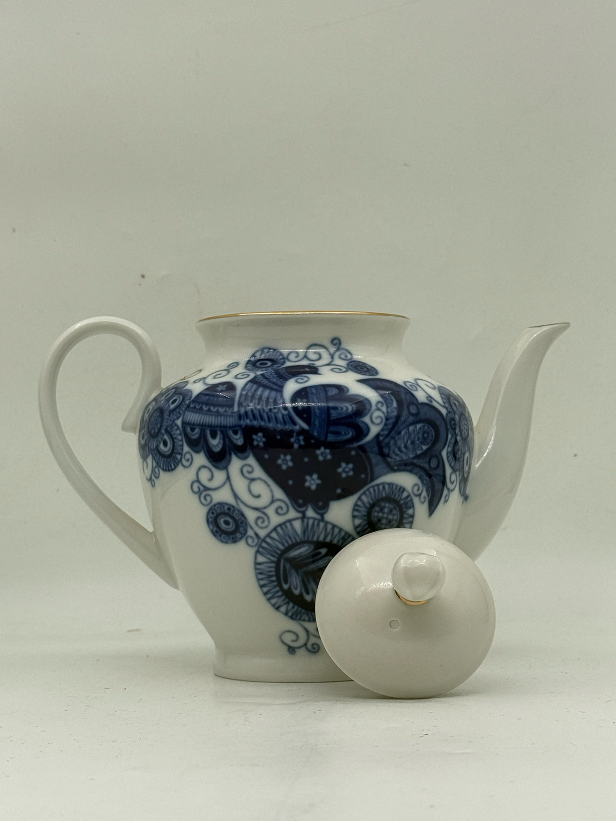 Imperial Lomonosov Russian Blue And White Teapot