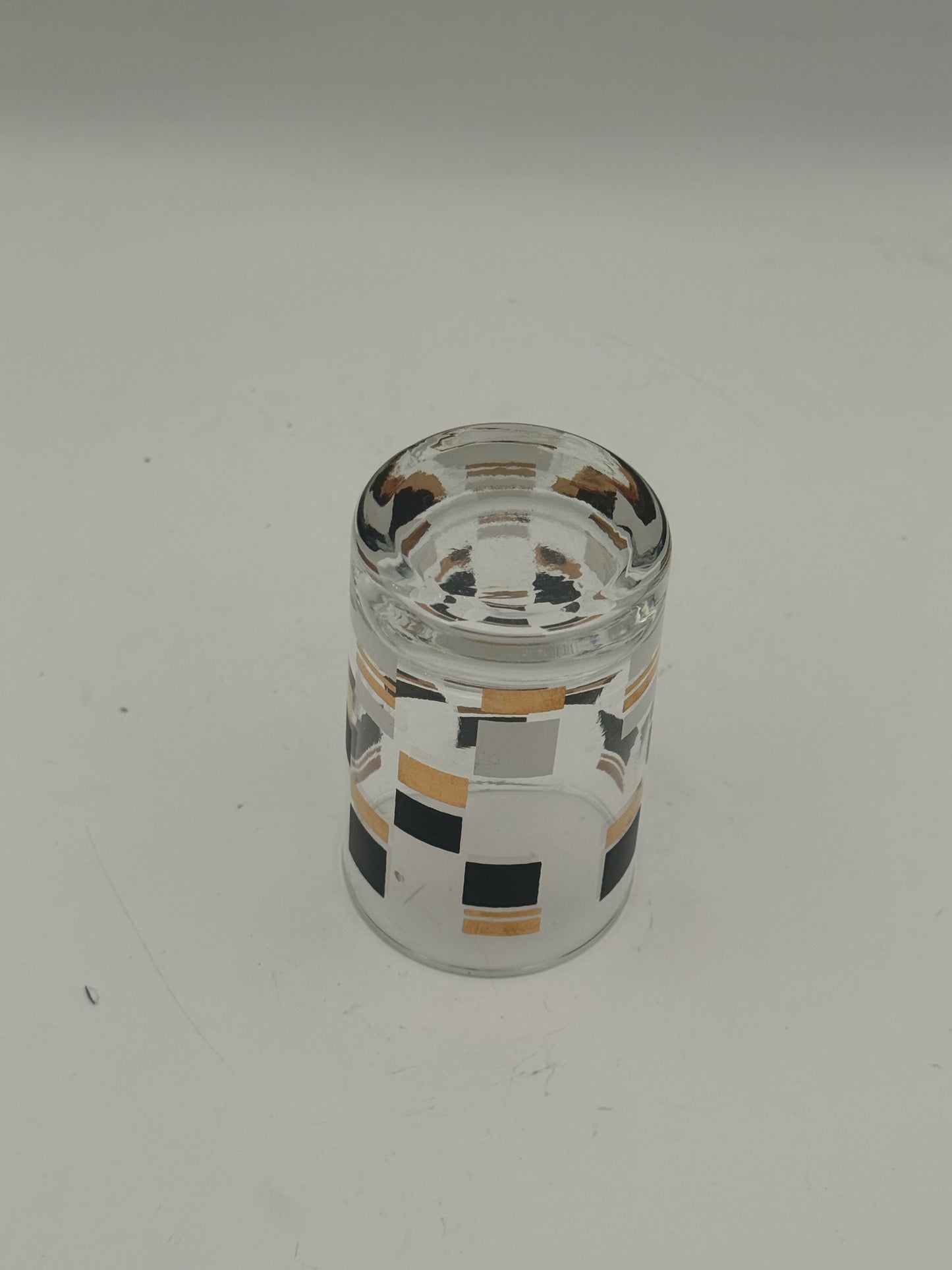 Midcentury Black And Gold Juice Glasses- Set Of Five