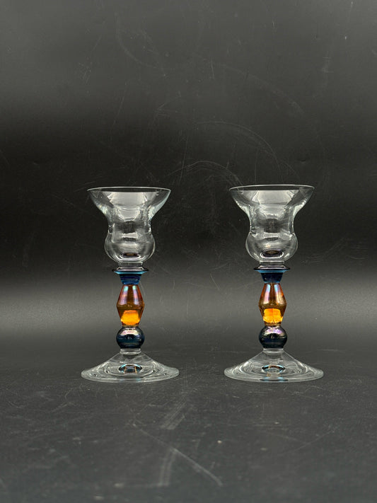 Pair Of Multi Color Candle Holders