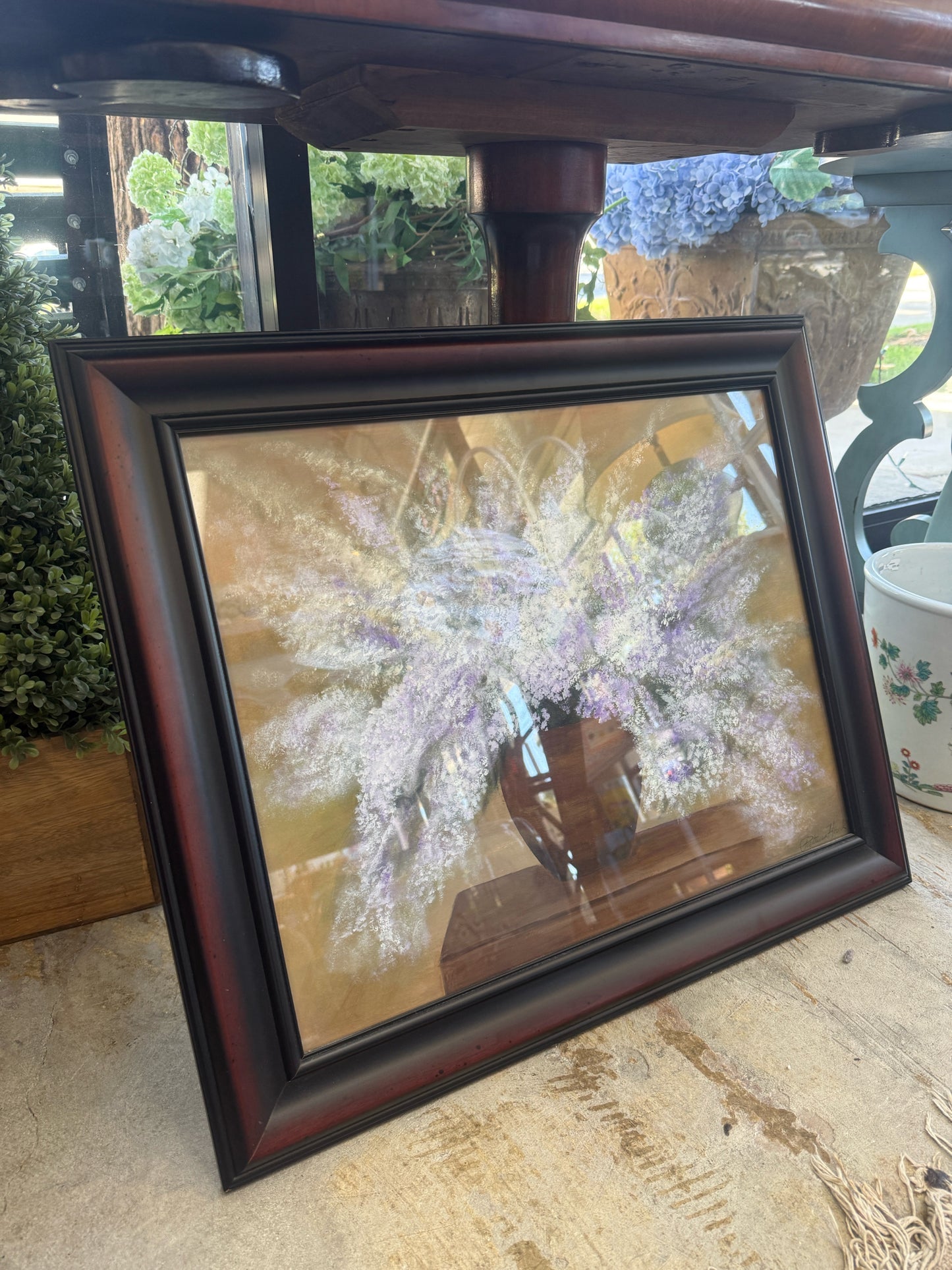 Framed Oil On Board Lilac Painting