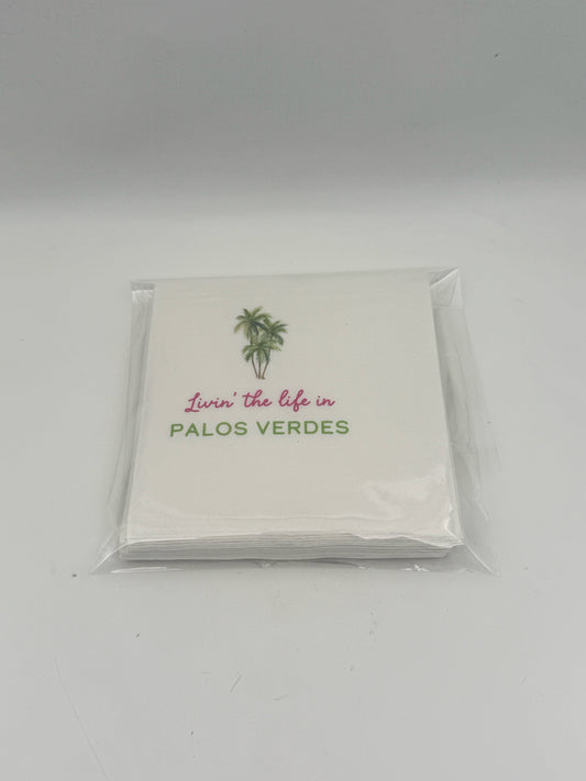 Living The Life In Palos Verdes Palm Trees Napkins