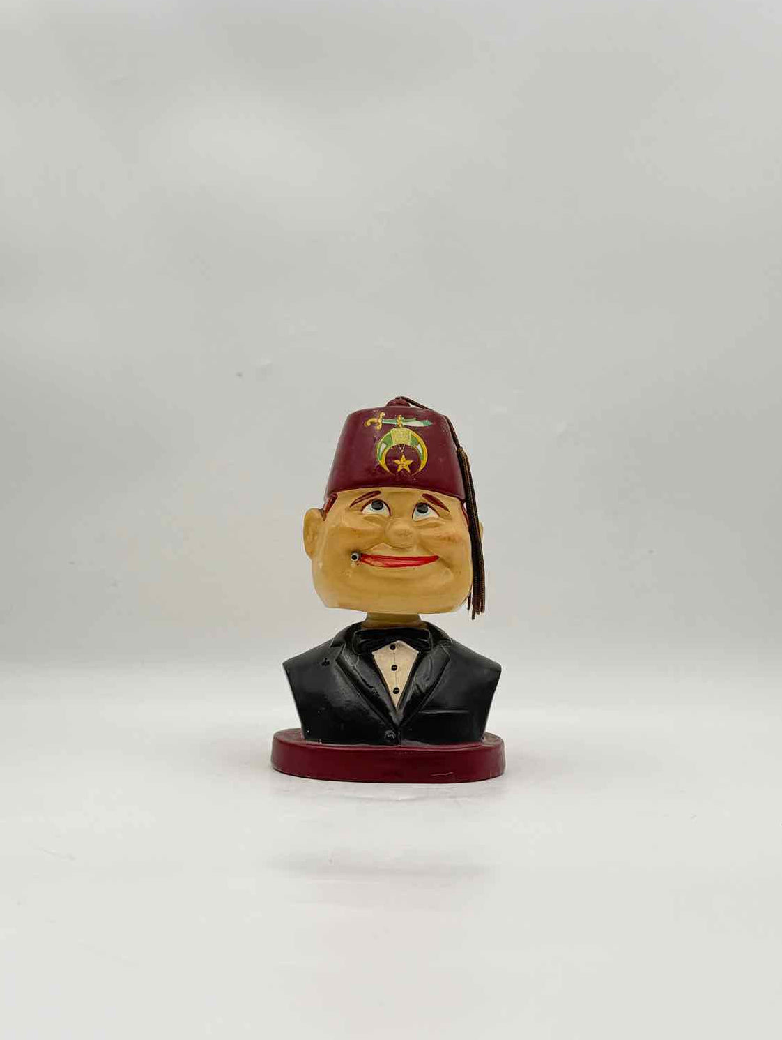 Vintage Masonic Shriner Bobble Head Bust Fez Hat Smoking Figure Decors