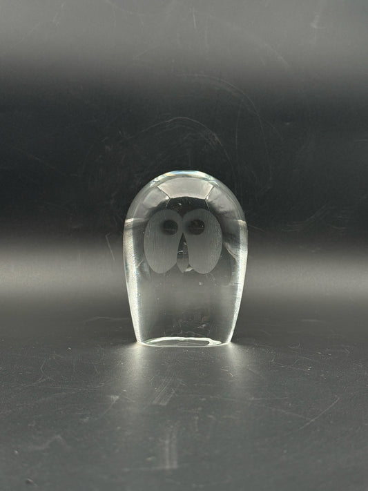 Hanne Dreutler Swedish Glass Owl Paperweight