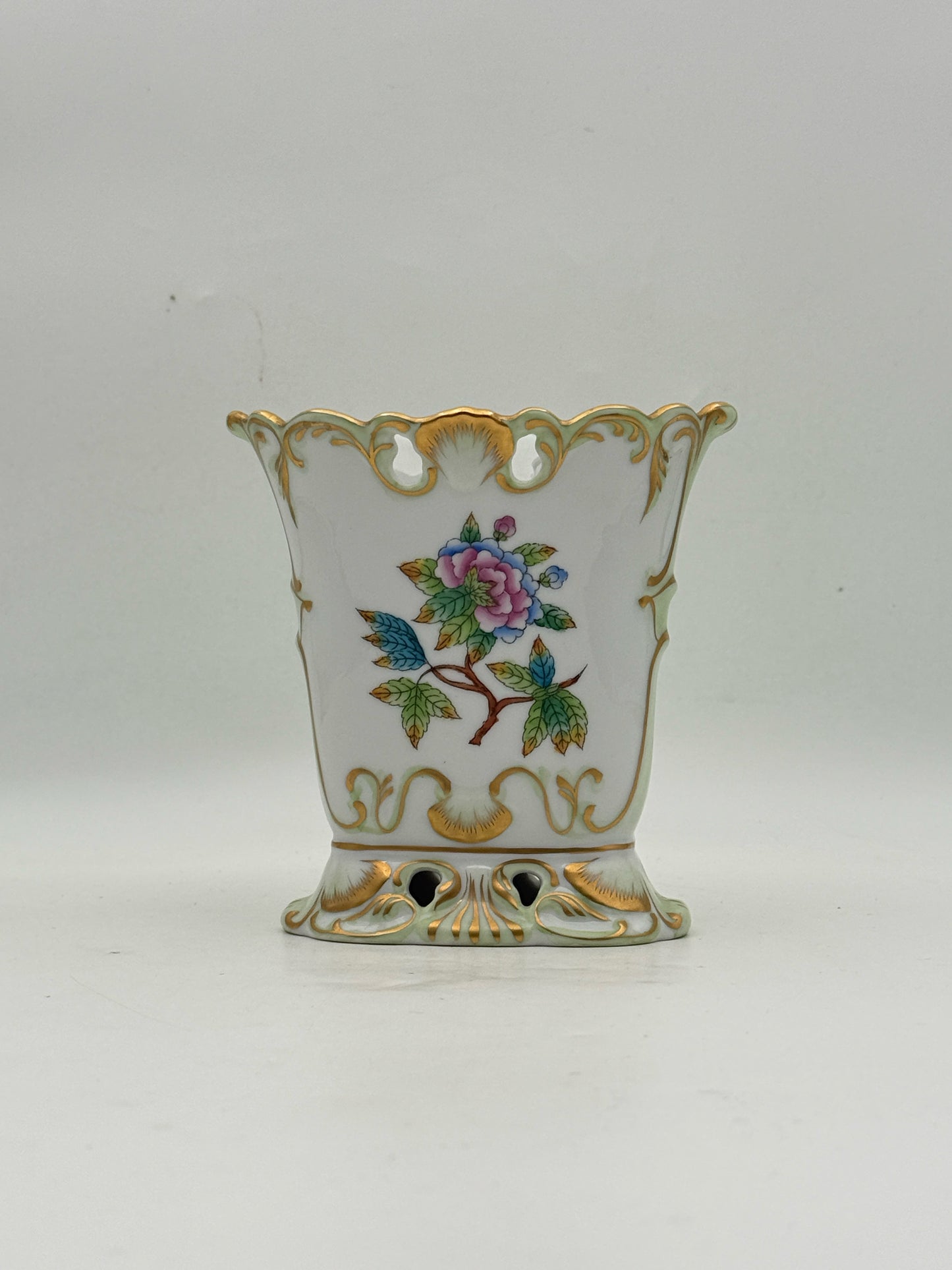 Herend Pierced Butterfly And Flower Vase