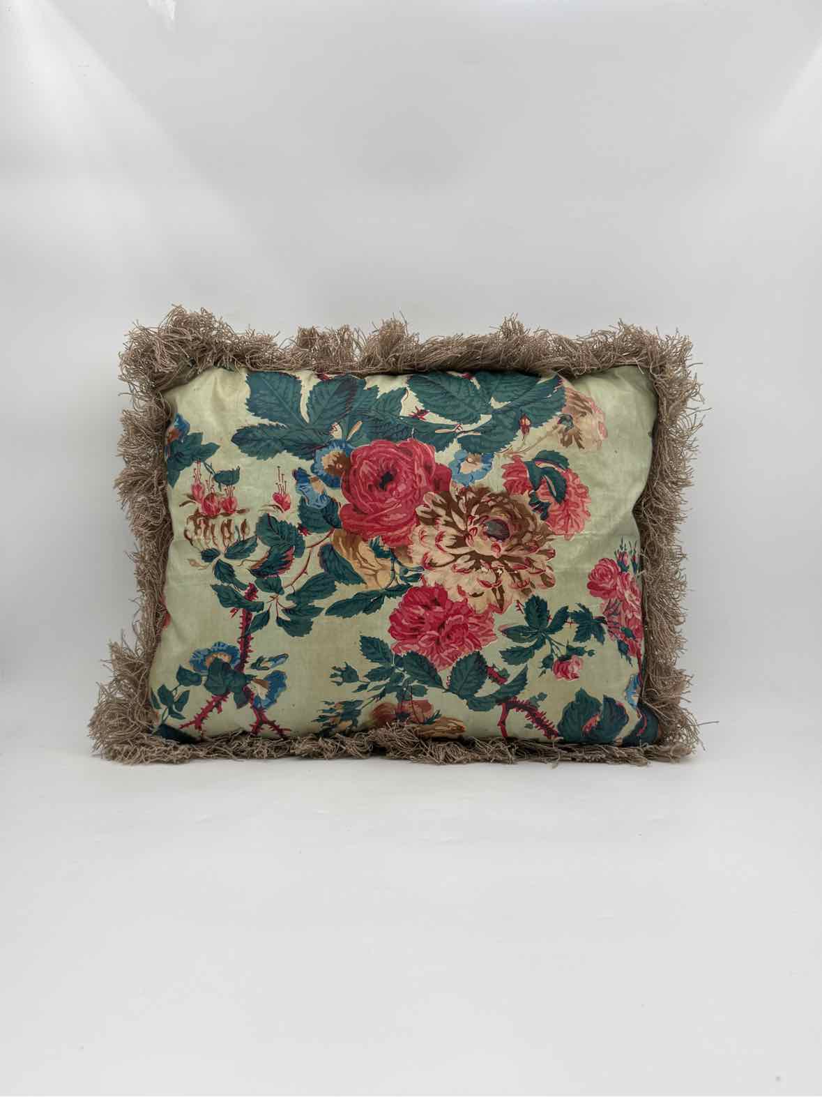 Antique 19th Century French Chintz Decorative Pillow