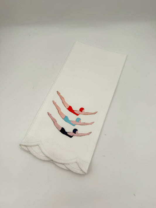 Diving Swimmers Decorative Towel