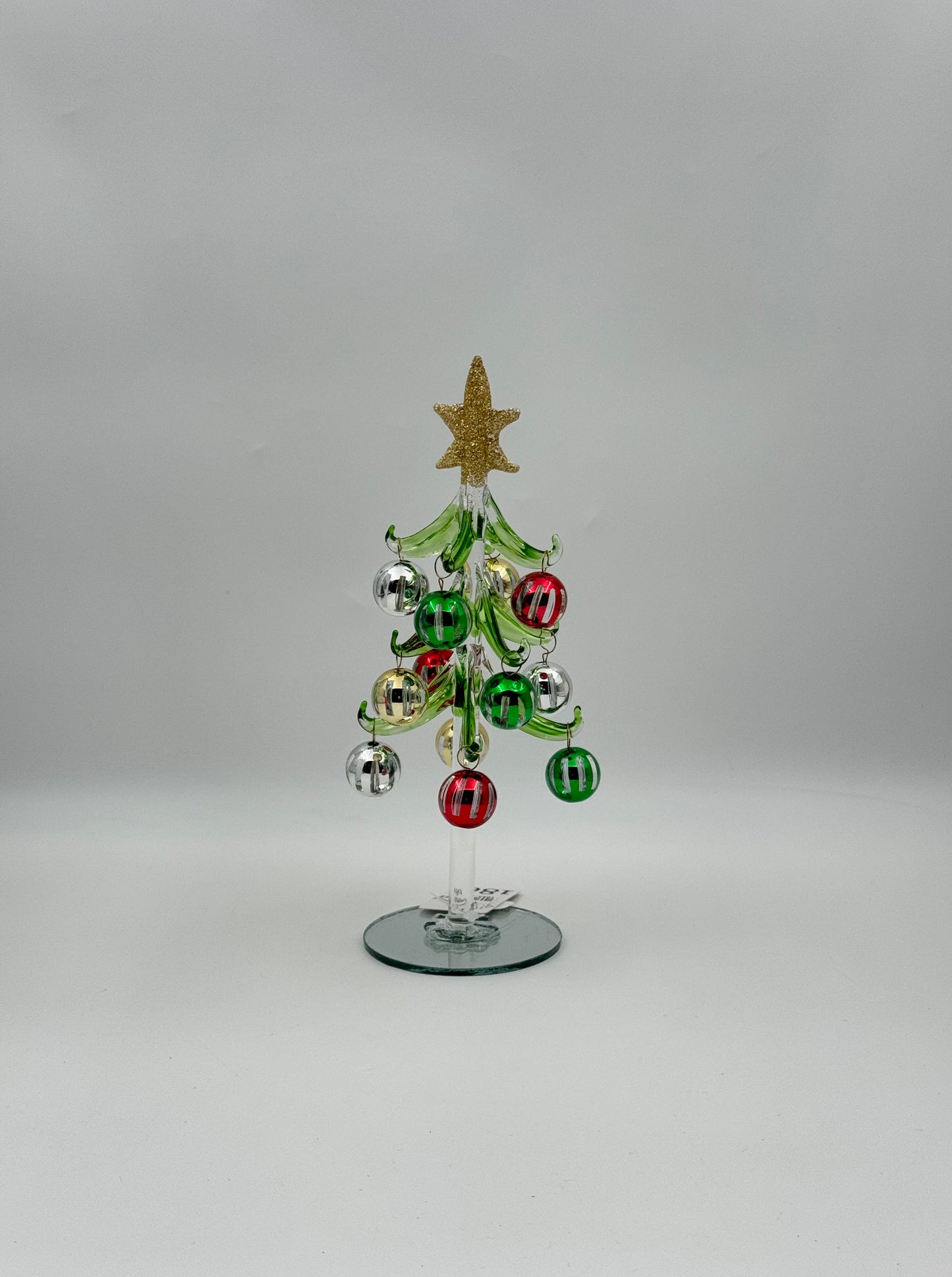 Small 7.75" Glass Christmas Tree – Multicolor Dangle Ornaments