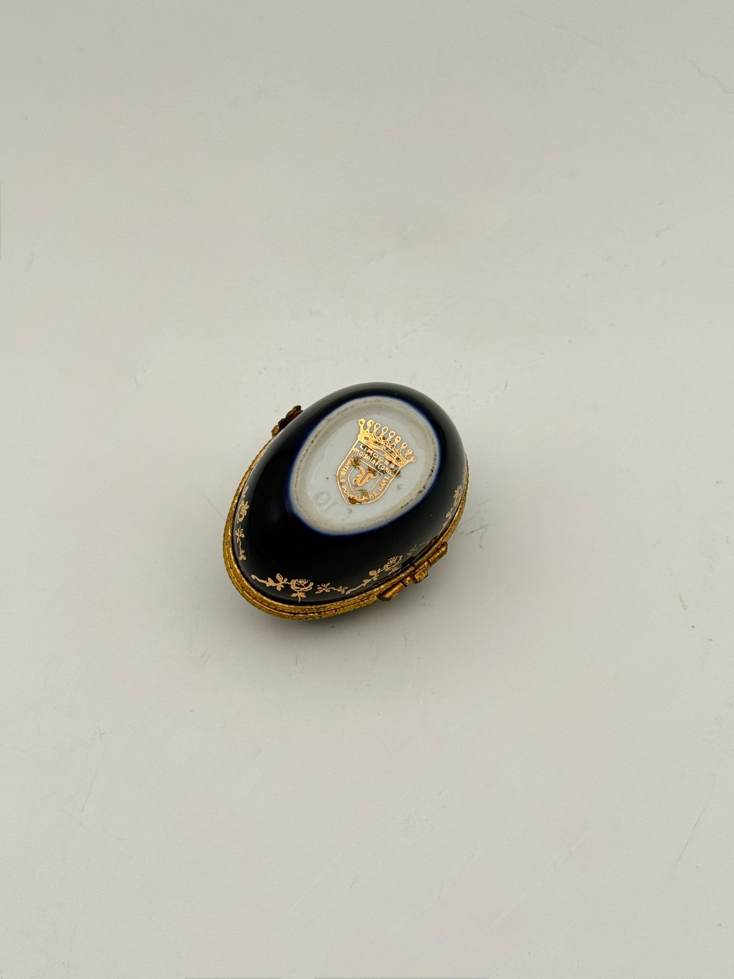 Limoges Cobalt Blue And Gold Egg Box