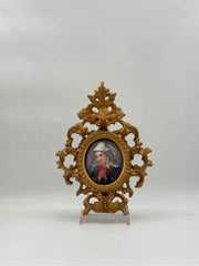 Florentine Miniature Madonna Portrait In Rococo Frame