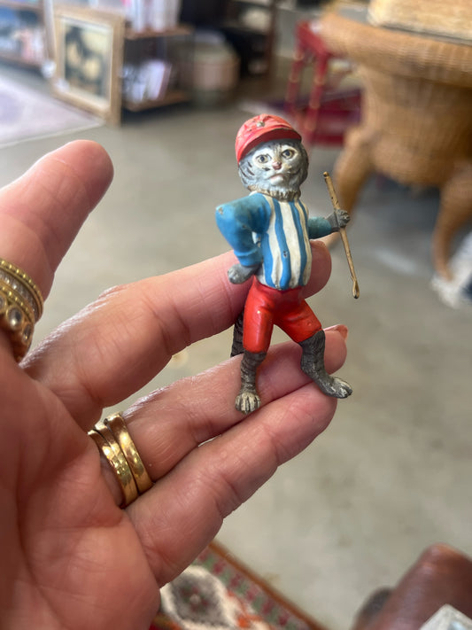 Vienna Coldpainted Bronze Cat In Jockey Uniform Figurine