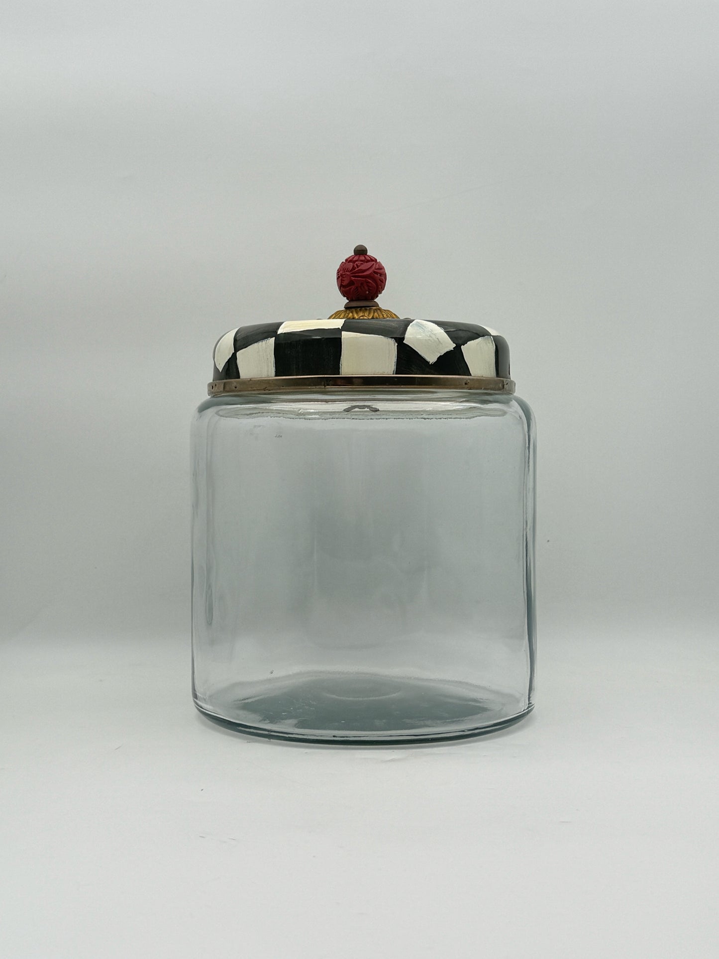 MacKenzie Childs Black And White Biscuit Cookie Jar