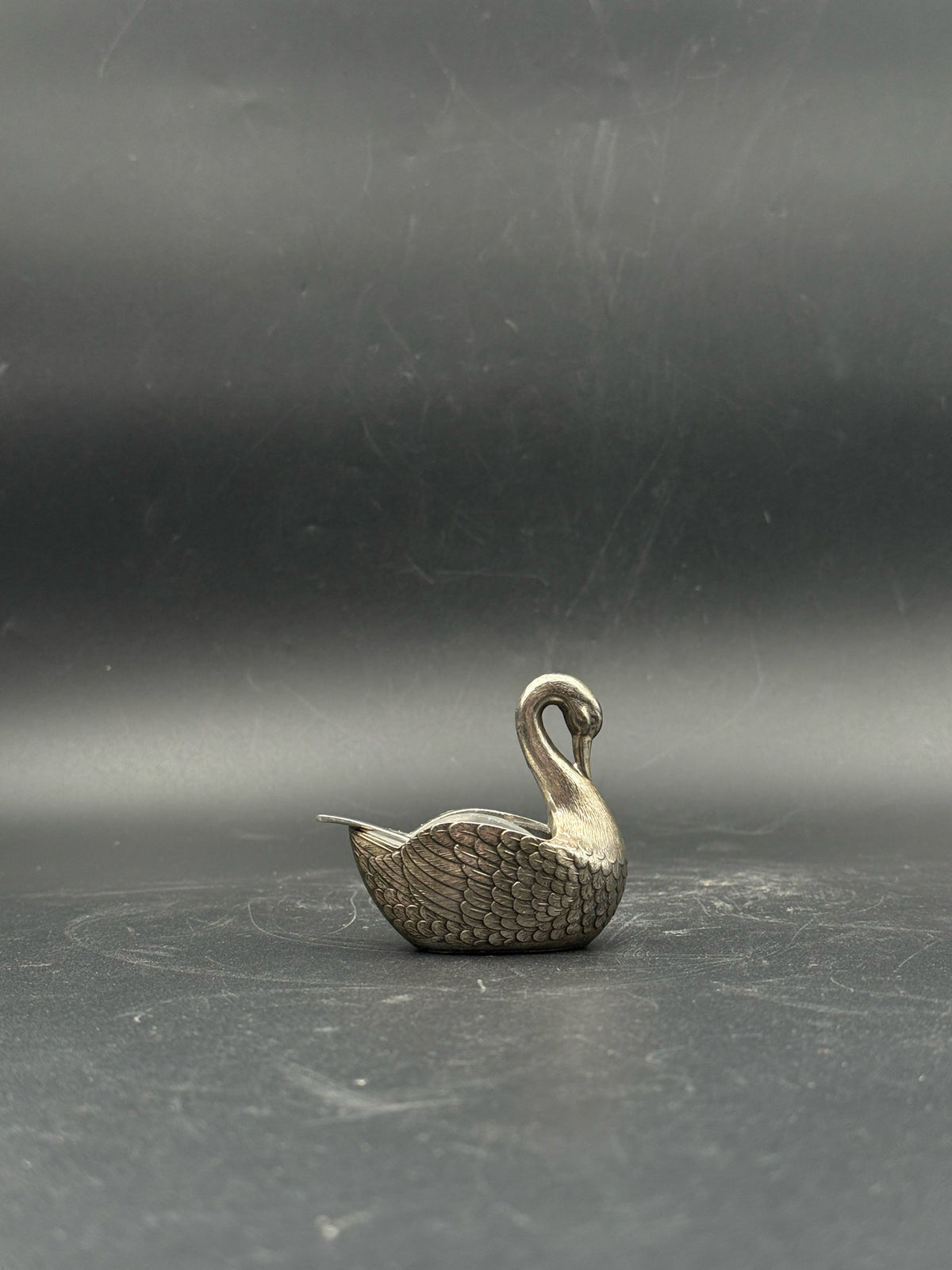 Silverplate Swan Salt Cellars With Spoons- Set Of 4
