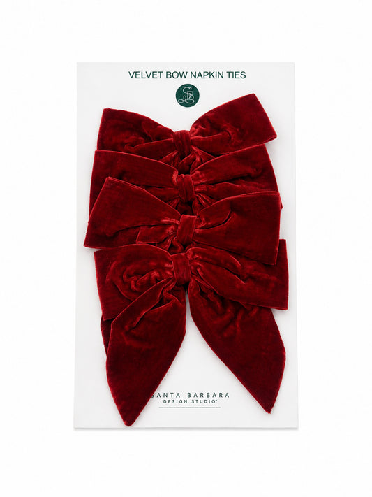 Red Velvet Bow Napkin Ties