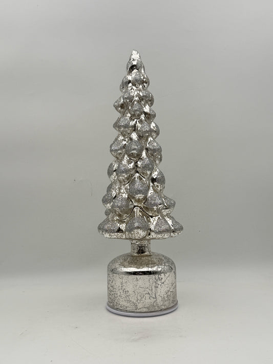 Silver Glitter Revolving Christmas Tree