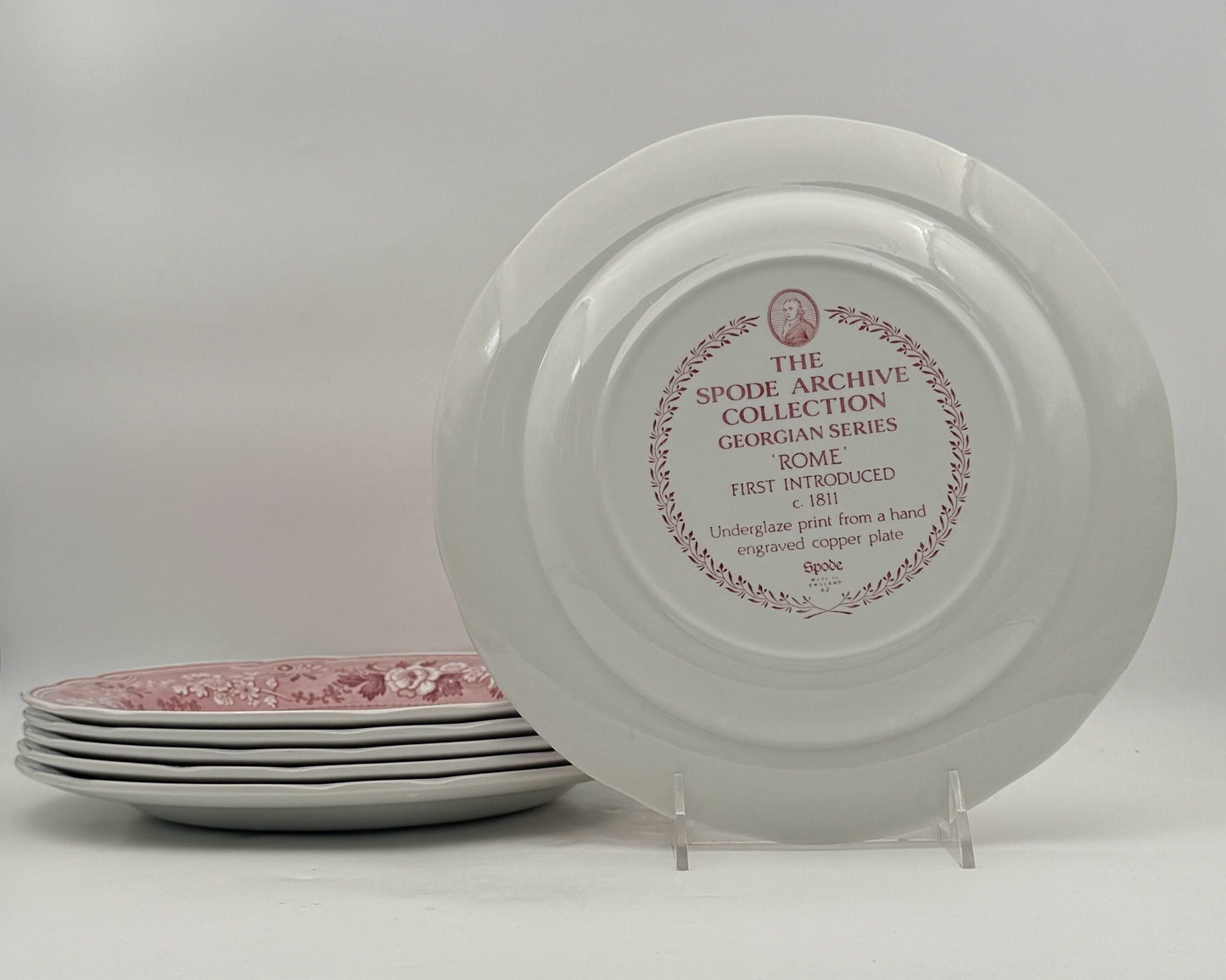 Spode Georgian Series Red Plates- Set Of 6