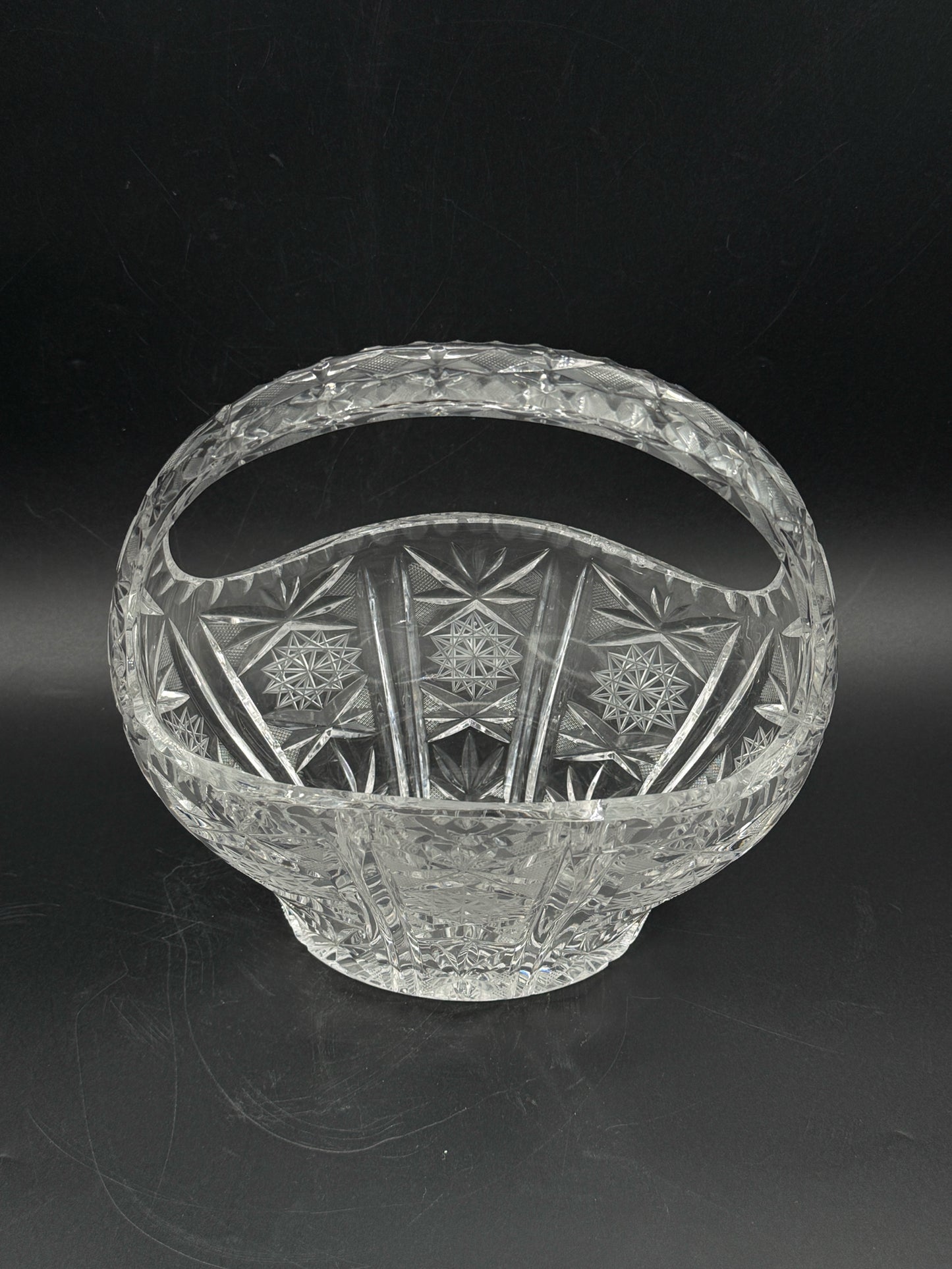 Brilliant Cut Crystal Glass Basket