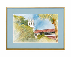 Palos Verdes California Historic Building Framed Watercolor