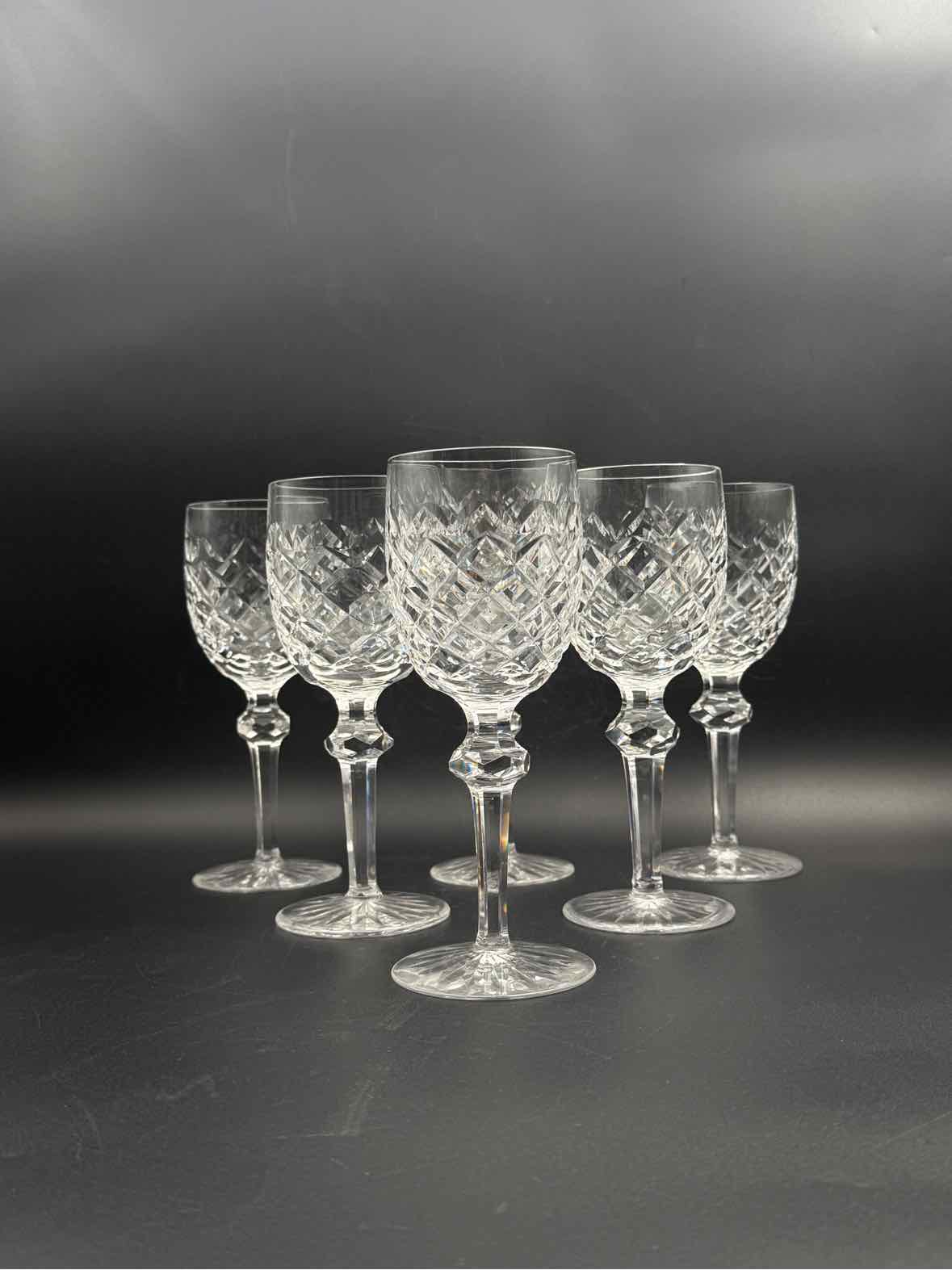 Waterford Crystal Powerscourt Claret Wine Glasses Set of Six Ireland