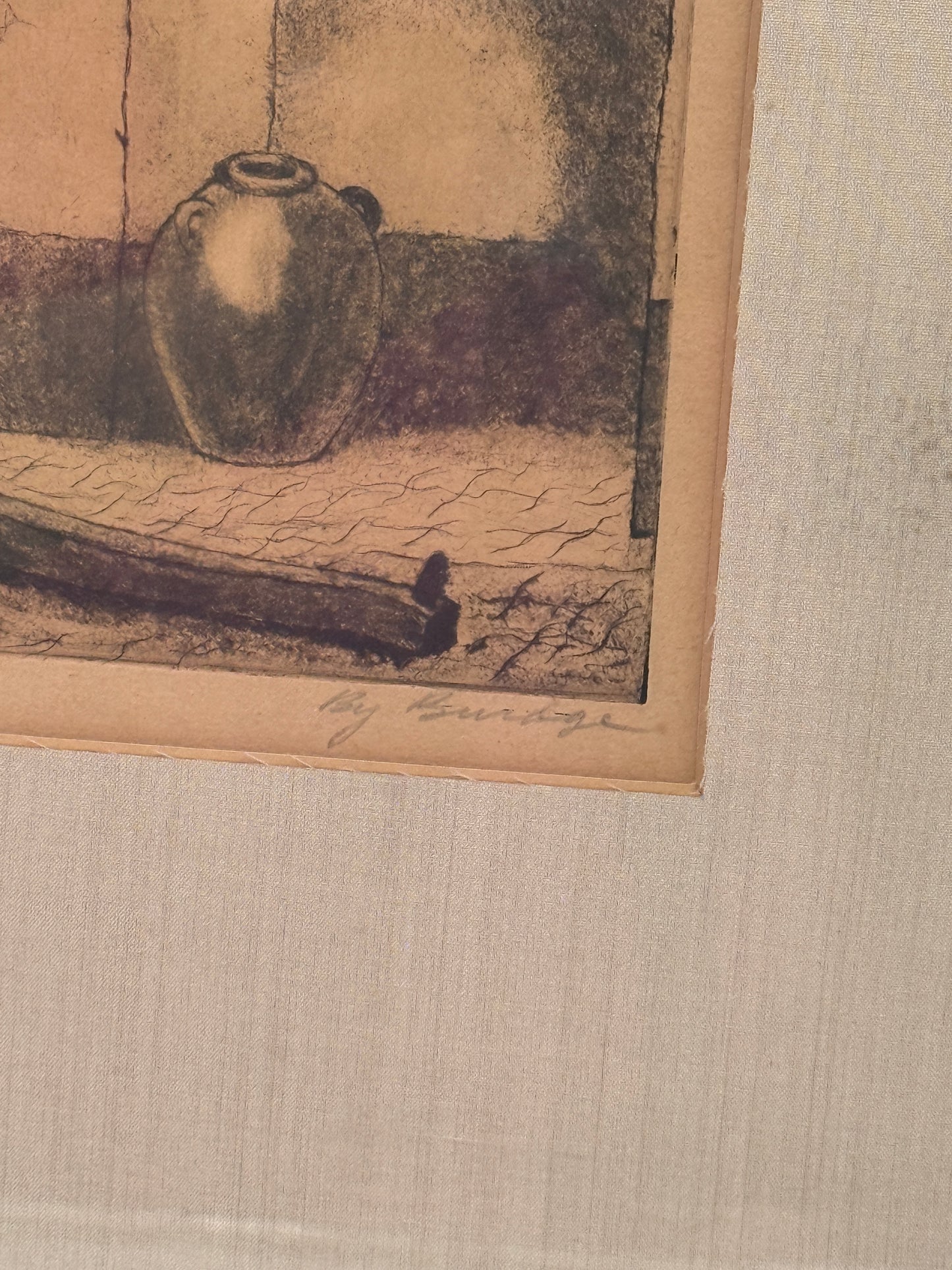 "Shadows" Signed And Framed Etching Of A Cart